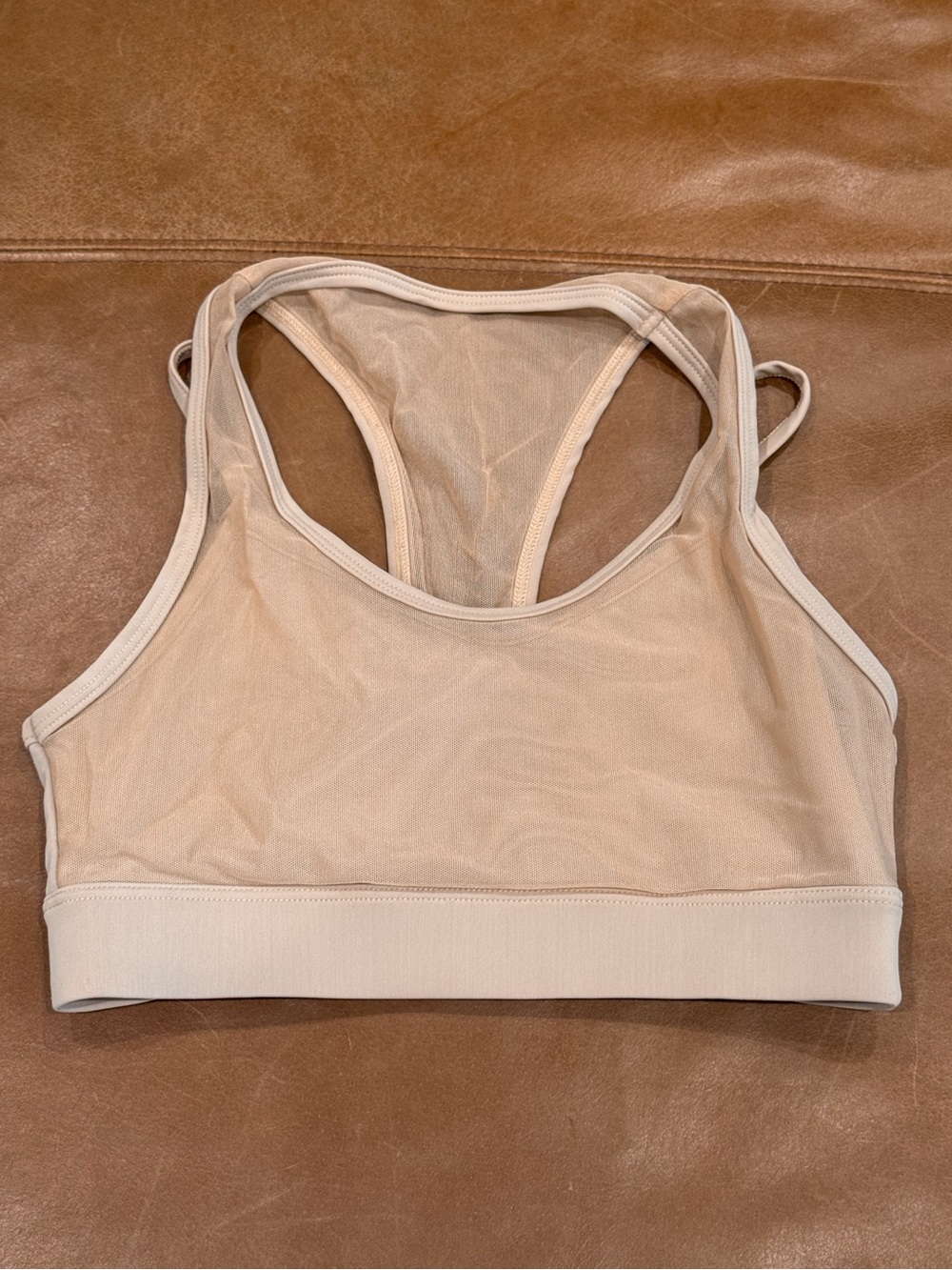 Body Language Nude Mesh Double Layer Sports Bra Size Small